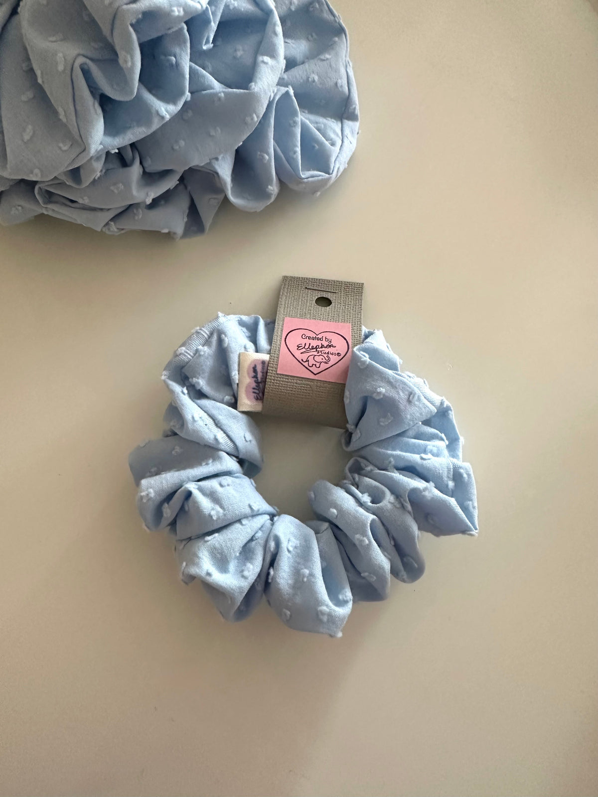 Sky Pom Pom Hair Scrunchie