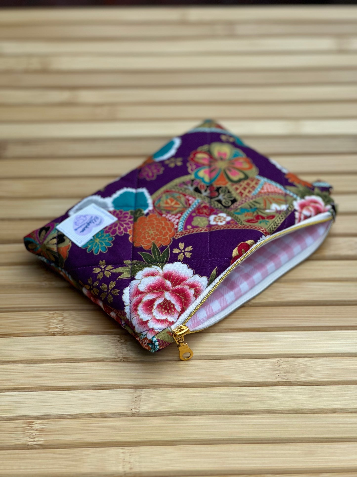 Purple Kimono Zipper Pouch