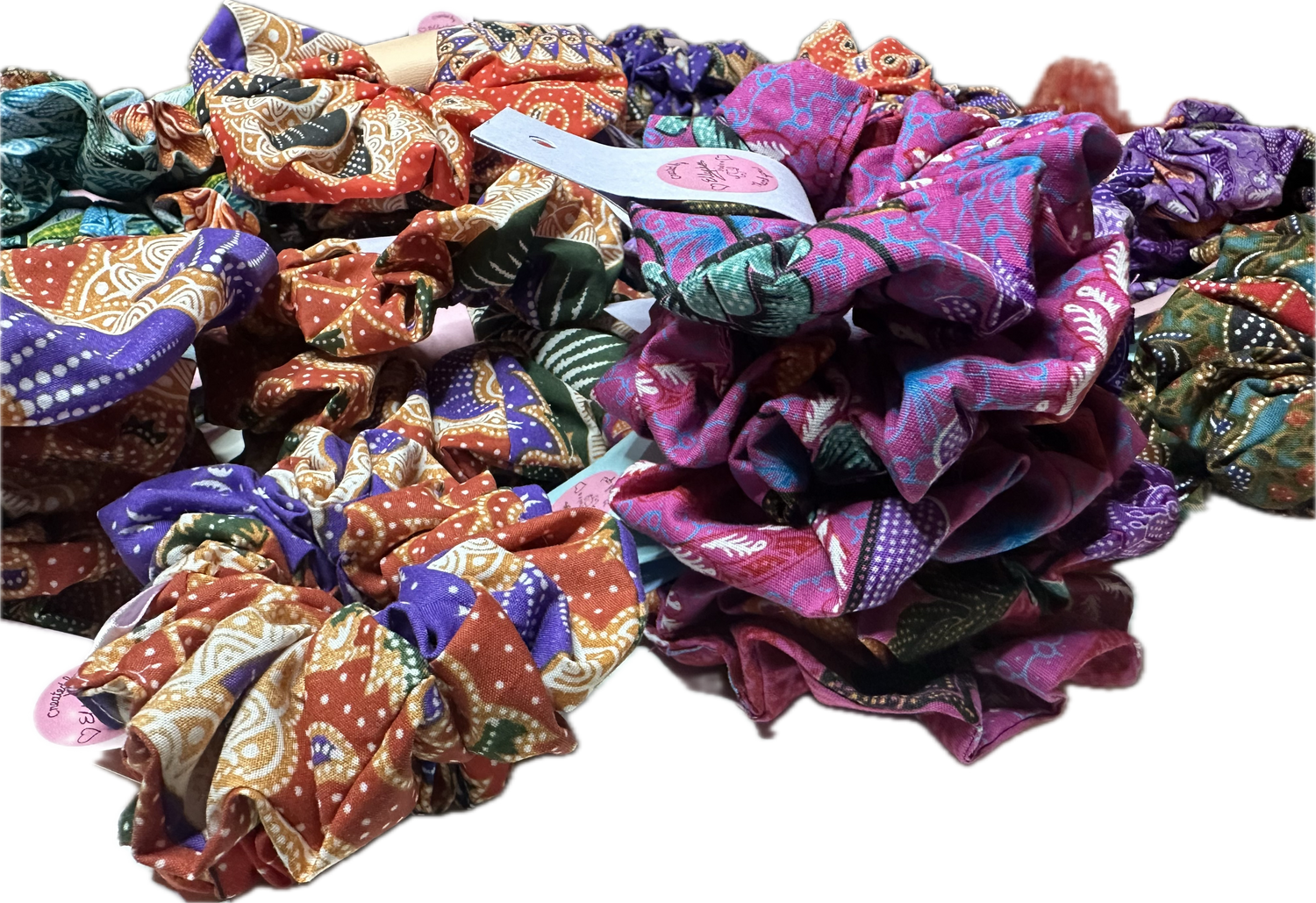 New arrival of beautiful batik hair scrunchie and designed tote bags