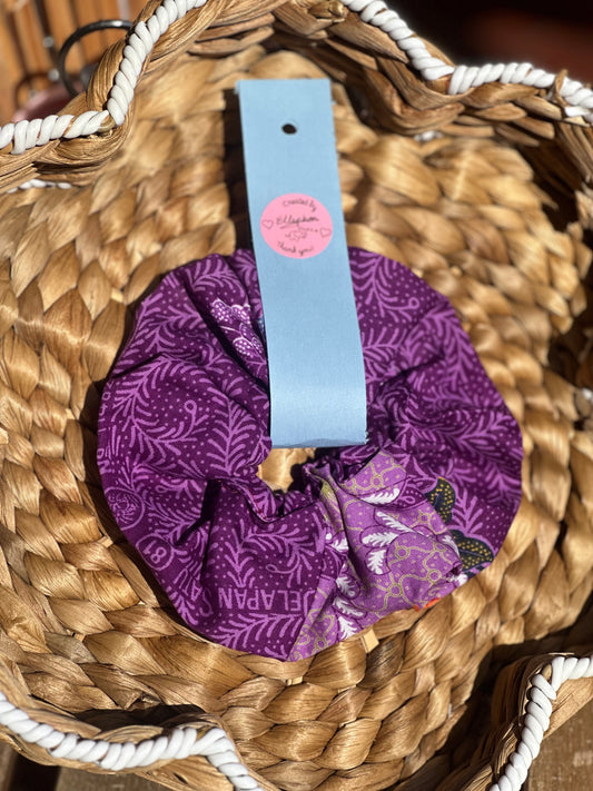 Purple Twigs Batik Hair Scrunchie