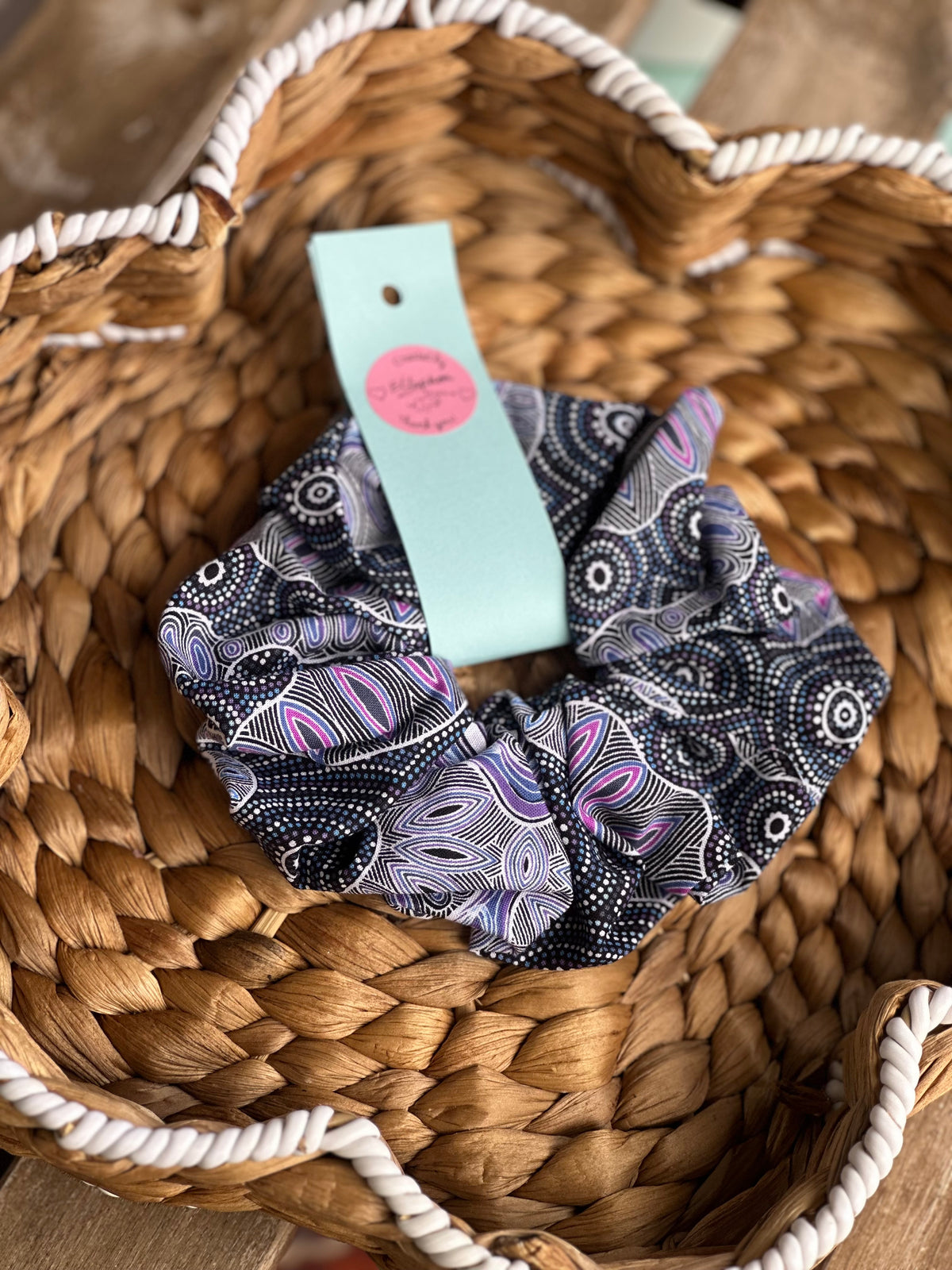 Aboriginal Blue Hair Scrunchie