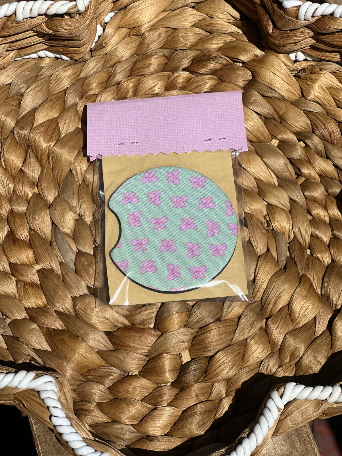 Mini Pink Ribbons Car Coasters (Pack of 2)