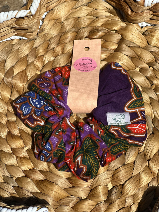Ungu Tua Batik Hair Scrunchie