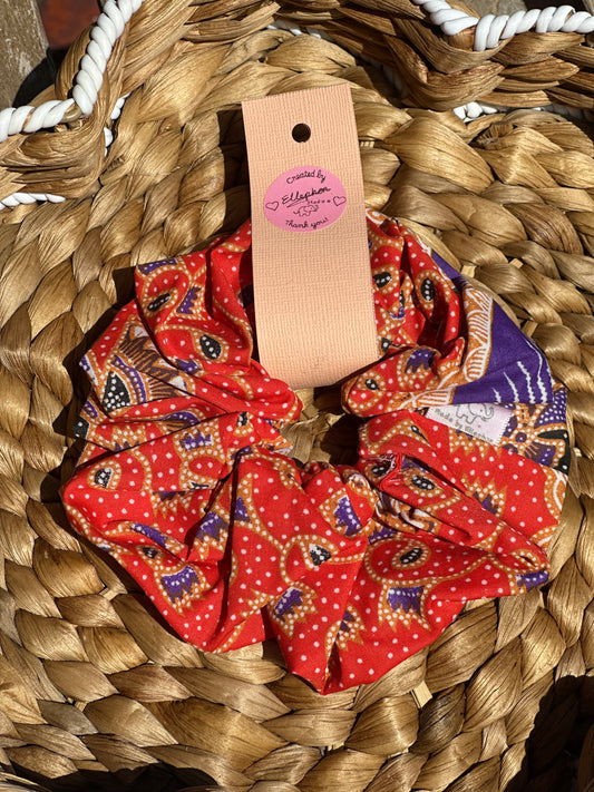 Oranye Purple Batik Hair Scrunchie