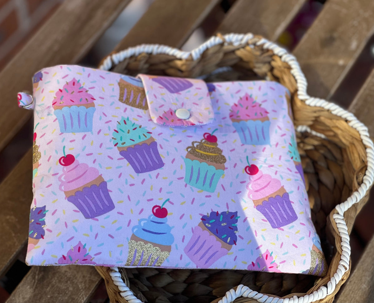 Ellephon studios white wide front cupcake Booksleeve case