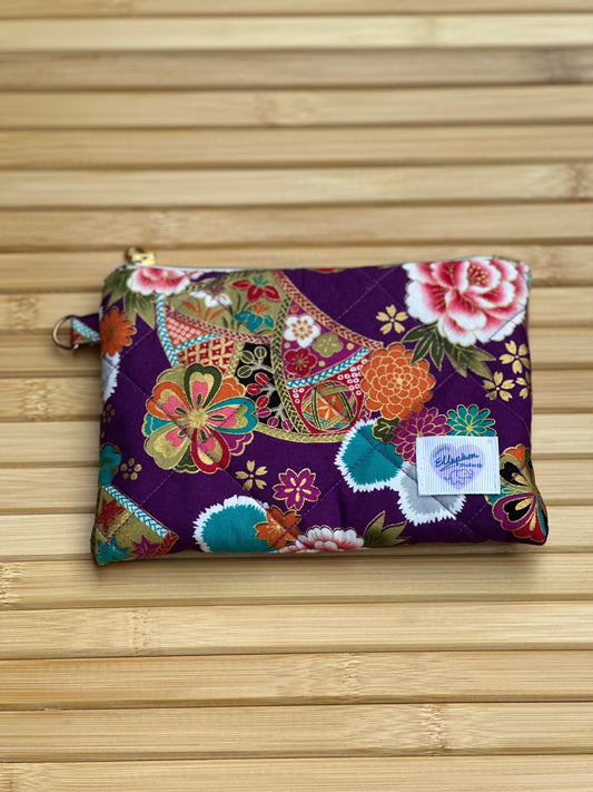 Purple Kimono Zipper Pouch