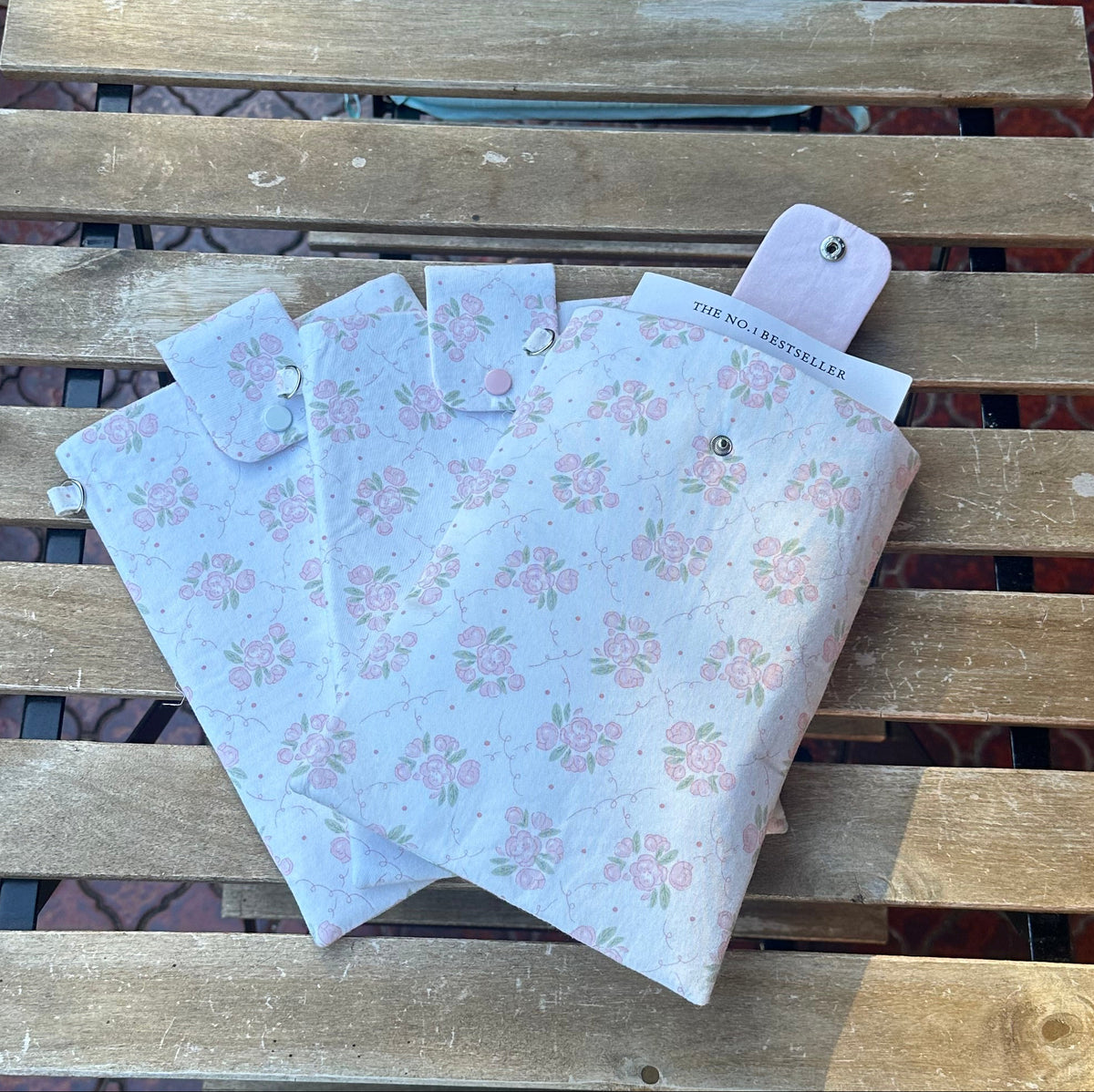 Ellephon studios Pink Flora Booksleeves with book white pink light pink