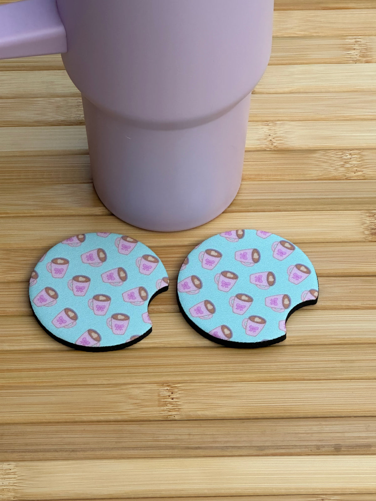 Ellephon Studios Mini Coffee Anyone Car Coasters Sky Blue