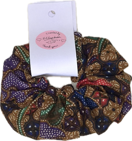 Ungu Biru Kebaya Batik Hair Scrunchie