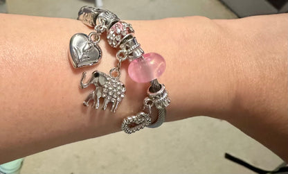 Elephant Bracelet - Light Pink Beads