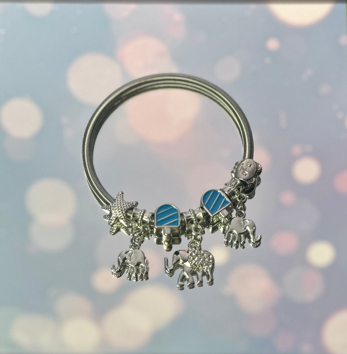 B-Blue Icecream silver plated elastic bracelet