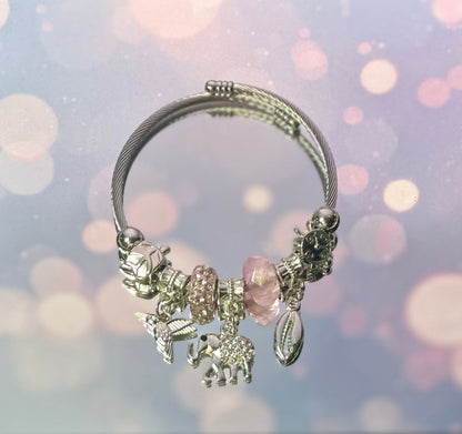 Elephant Bracelet - Light Pink Beads