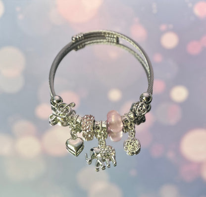 Music heart elephant bracelet