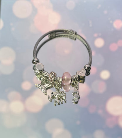 Elephant Bracelet - Light Pink Beads