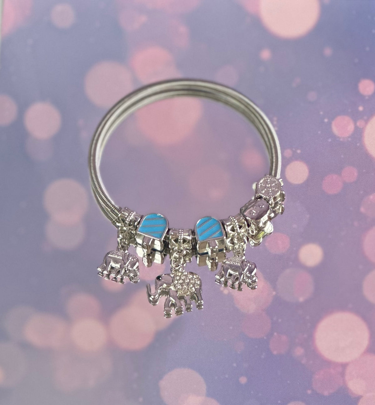 A-Blue Icecream silver plated elastic bracelet