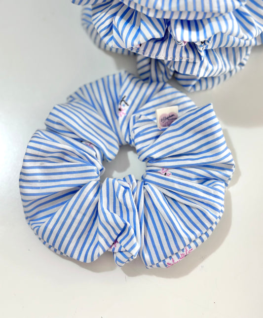 Seaside Blue Stripes Hair Scrunchie